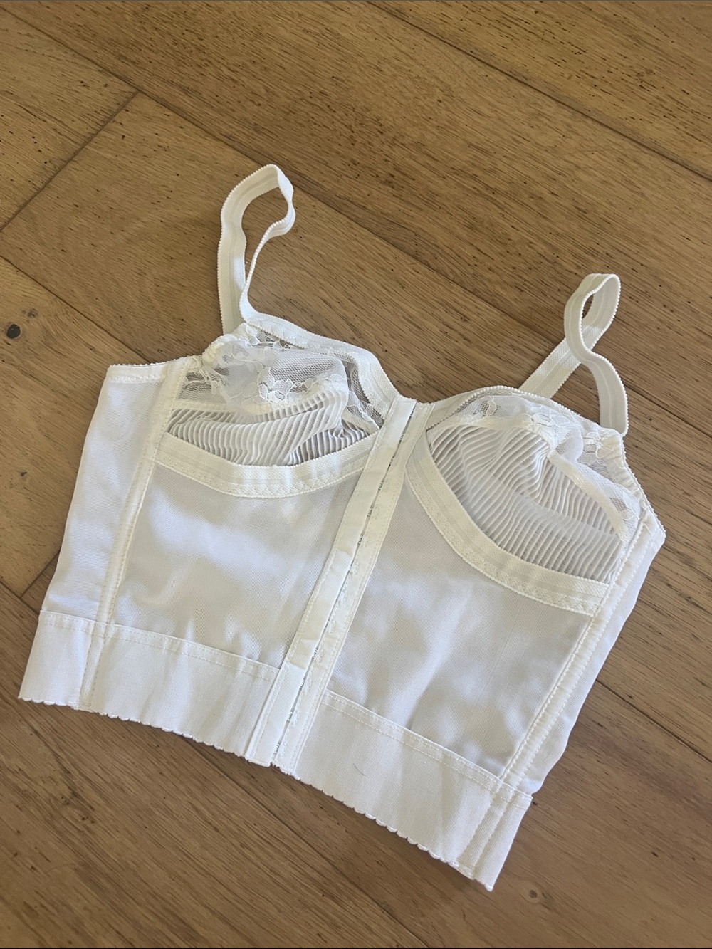 Vintage White Lace-Trim Longline Camisole